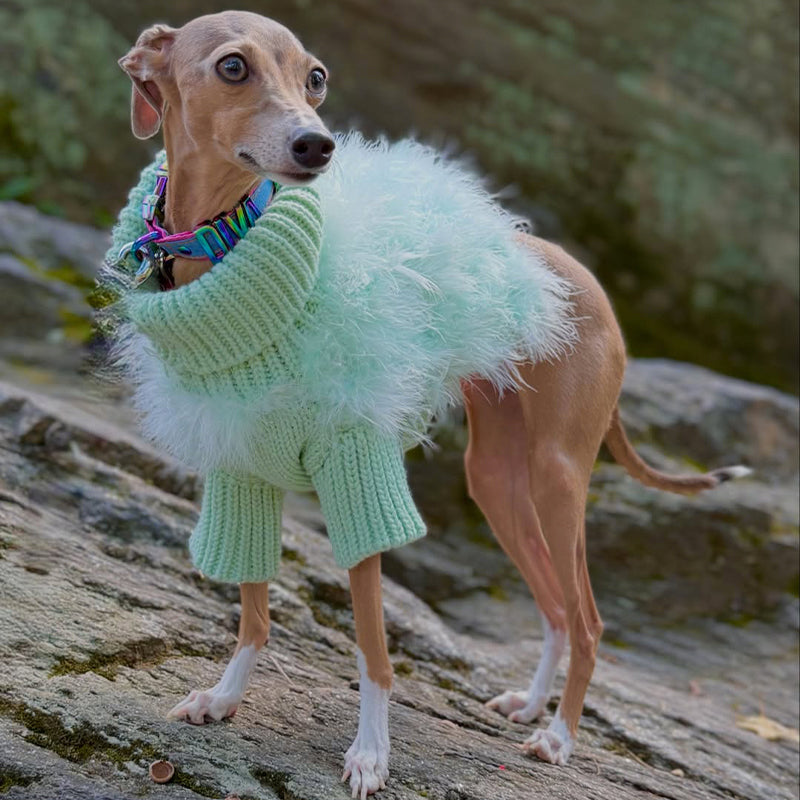 Dog Faux Fur Sweater 100% Polyester Stretchy Italian Greyhound Whippet Fluffy Coat Plush Dog Jumper Slim Breed S–XL Pink Blue Purple Green | Koossa