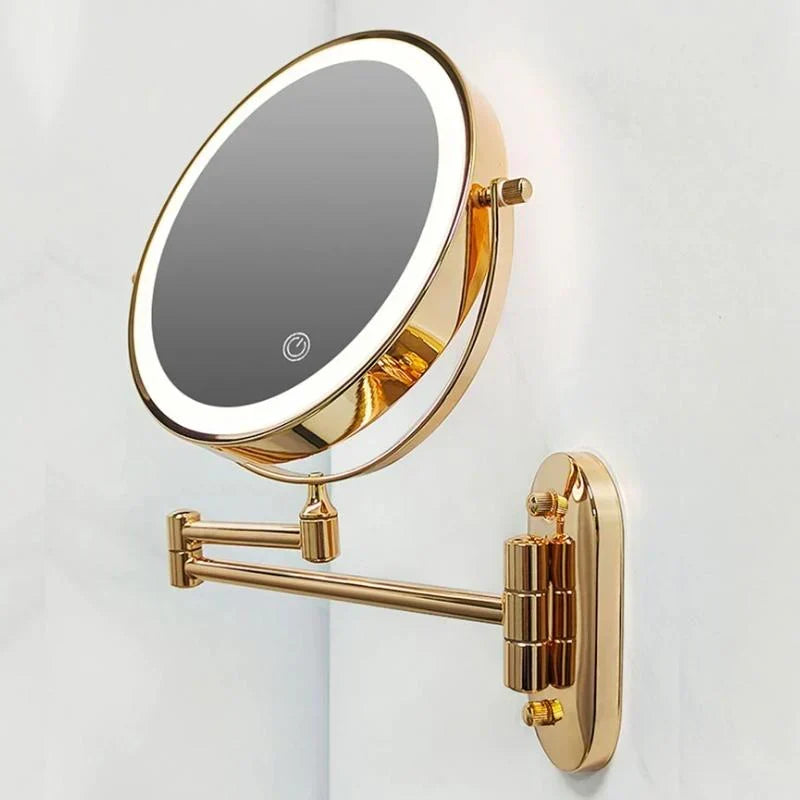 LED Lighted Wall Mount Makeup Mirror 8 Inch Magnifying Vanity Mirror with Touch Control USB-C Rechargeable for Bathroom, Shaving & Skincare | Lonoma