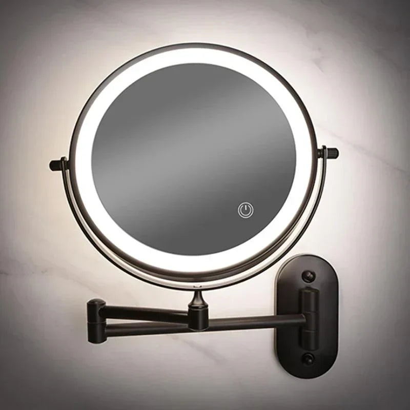 LED Lighted Wall Mount Makeup Mirror 8 Inch Magnifying Vanity Mirror with Touch Control USB-C Rechargeable for Bathroom, Shaving & Skincare | Lonoma