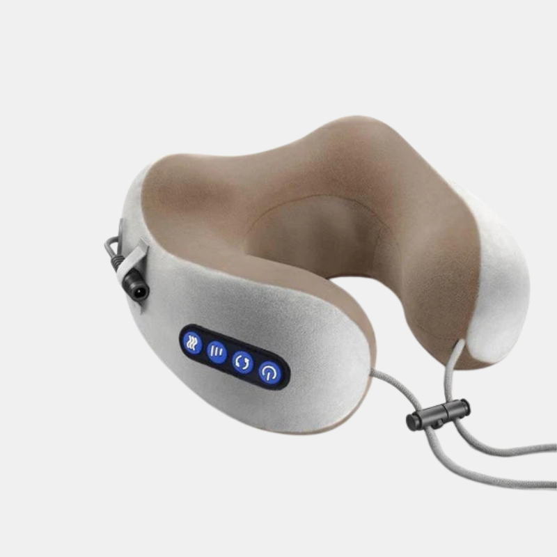 Rechargeable Heated Neck & Shoulder Massage Cushion — Ergonomic Relief Pillow with Vibration & Kneading | Koossa