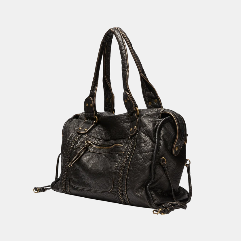 Women's Black Handbag — Spacious Vintage-Inspired Work Bag for Laptops & A4 Documents | Koossa