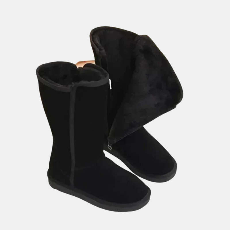 Women's Waterproof Sheepskin-Lined Winter Boots — Warm Suede Ankle Boots for Cold Weather & Snow | Koossa