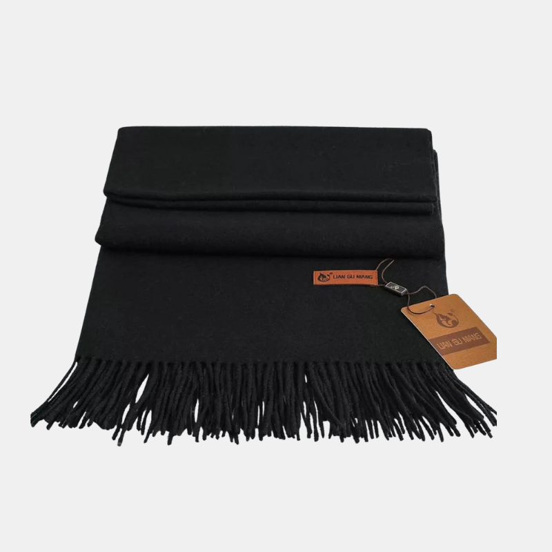 Women's Pure Wool Scarf — Elegant Winter Scarf with Fringe Detail for Cold Weather & Formal Occasions | Koossa