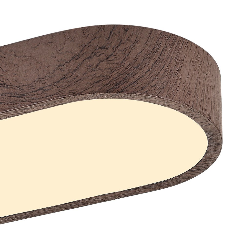 Plafonnier Ovale LED Effet Bois Métal 65-90 cm Blanc Chaud Blanc Froid Salon Chambre Cuisine Intégré Design | Koossa