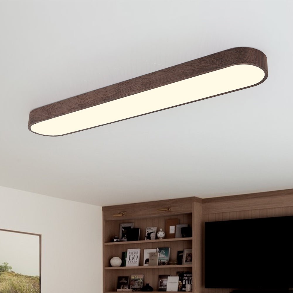 Plafonnier Ovale LED Effet Bois Métal 65-90 cm Blanc Chaud Blanc Froid Salon Chambre Cuisine Intégré Design | Koossa