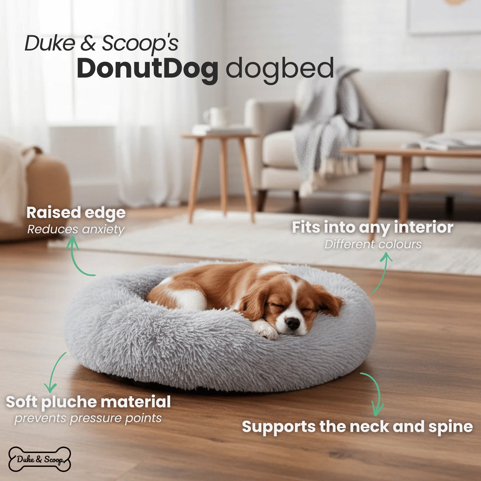 Dog Donut Bed Plush Self-Warming Raised Rim S–3XL 40–100cm Joint Support Calming Cat Dog Round Nest Bed Washable | Koossa