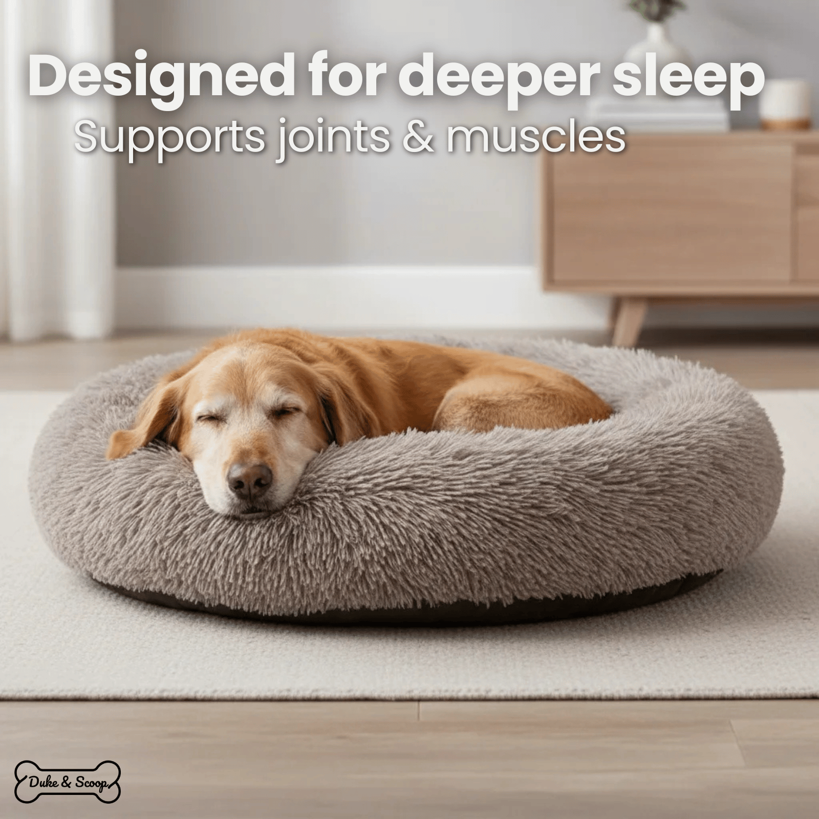 Dog Donut Bed Plush Self-Warming Raised Rim S–3XL 40–100cm Joint Support Calming Cat Dog Round Nest Bed Washable | Koossa