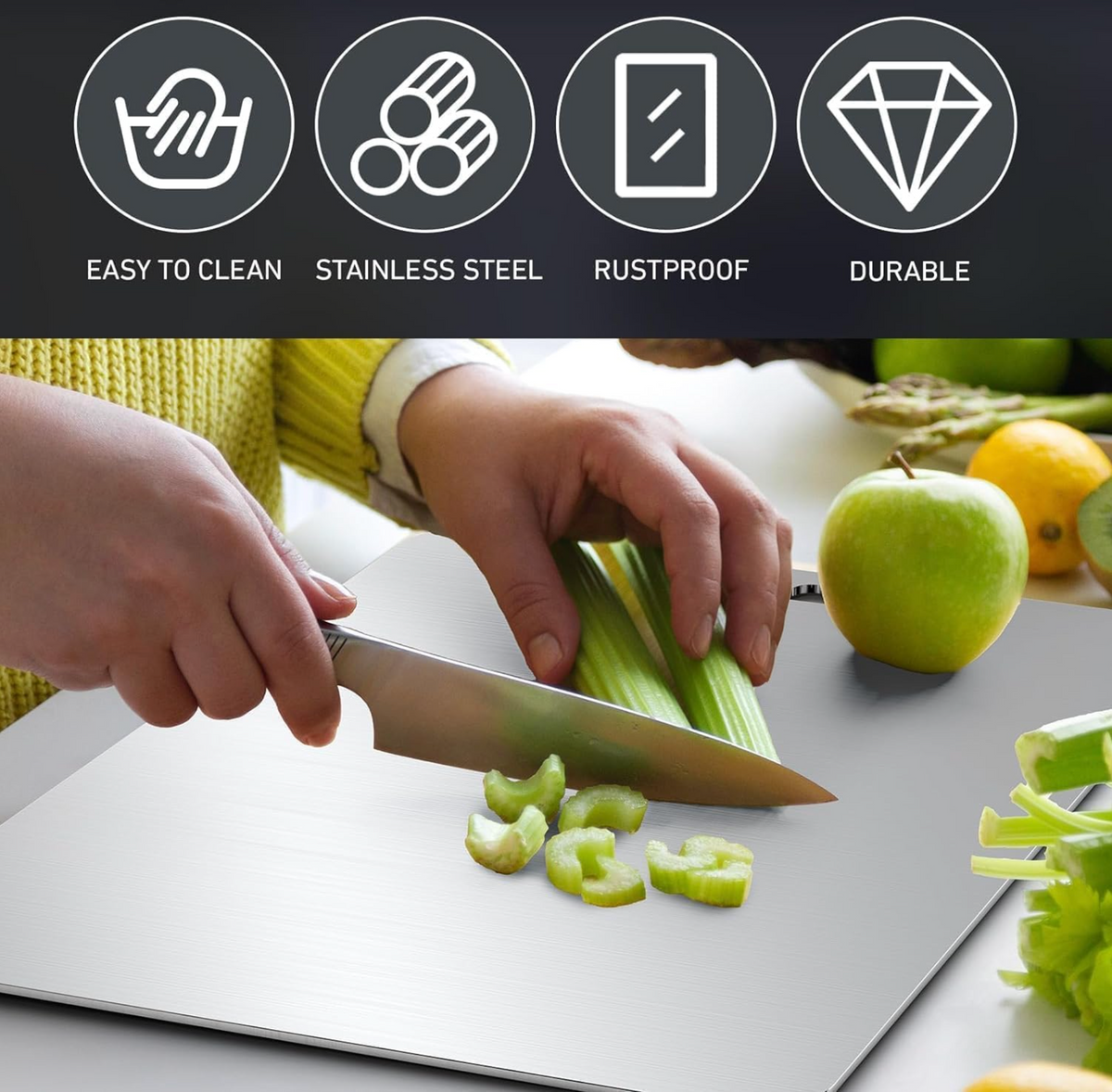 Titanium Cutting Board Non-Porous Scratch-Resistant BPA-Free Dishwasher Safe Antimicrobial Kitchen Prep Surface for Meat Vegetables Bread | Lonoma