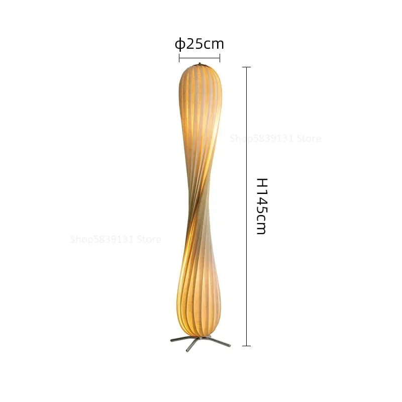 Twisted Birch Wood Floor Lamp, Sculptural LED Standing Light for Bedroom, Living Room & Home Office, Modern Minimalist Ambient Lighting | Lonoma