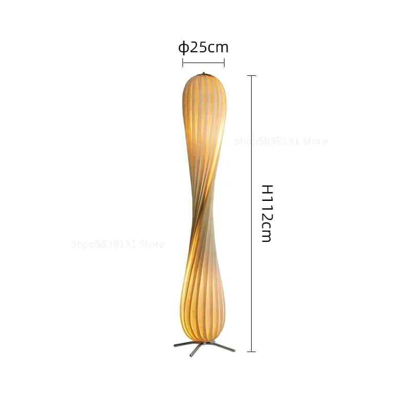 Twisted Birch Wood Floor Lamp, Sculptural LED Standing Light for Bedroom, Living Room & Home Office, Modern Minimalist Ambient Lighting | Lonoma