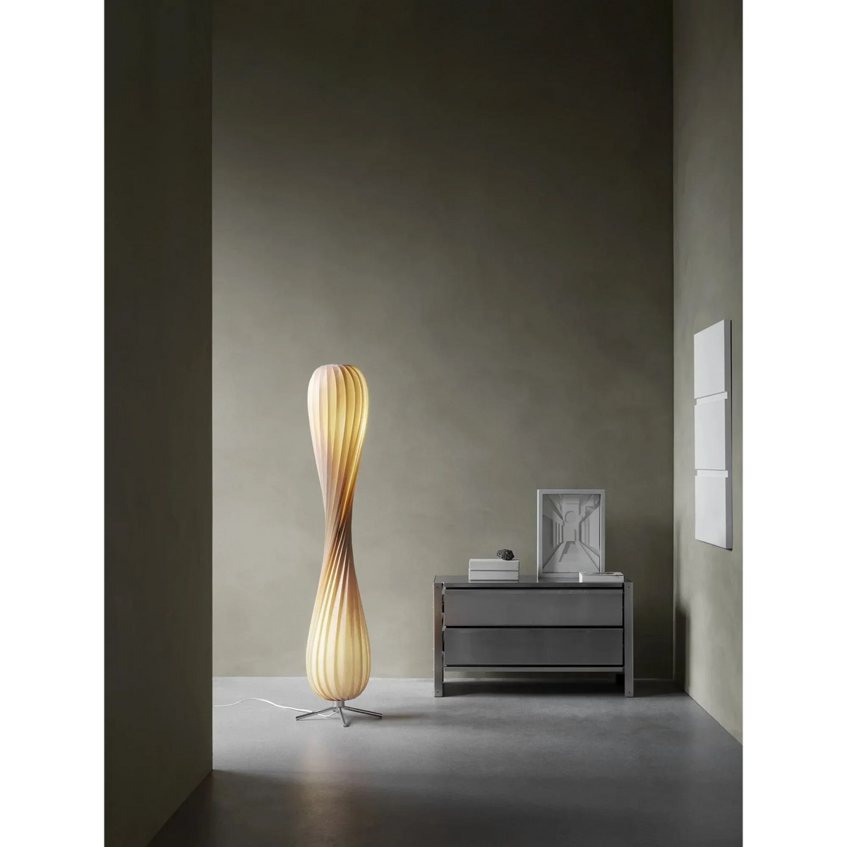 Twisted Birch Wood Floor Lamp, Sculptural LED Standing Light for Bedroom, Living Room & Home Office, Modern Minimalist Ambient Lighting | Lonoma