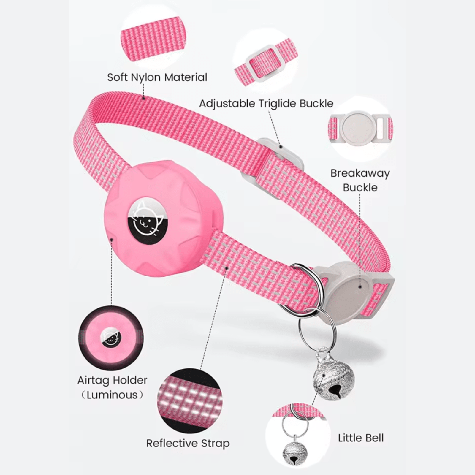 Pet Tracker Android Bluetooth No SIM GPS 8-10 Month Battery Reflective Collar Dog Cat Locator Find My Device | Koossa