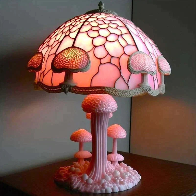 Lampe champignon en résine vitrail coloré lumière d'ambiance pour chambre d'enfant et salon décoratif | Koossa