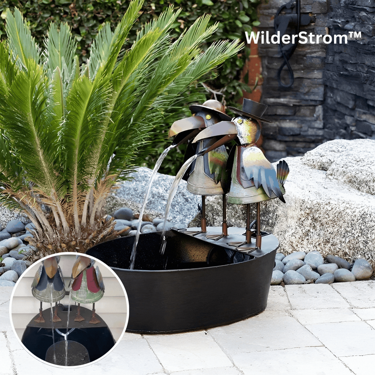 Fontaine de Jardin Décorative avec Figurine Animale en Polyrésine et Pompe Intégrée pour Terrasse et Extérieur | Koossa