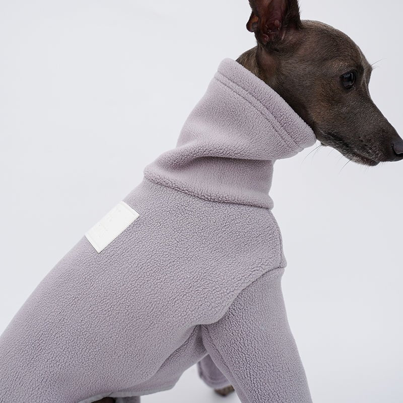 Dog Fleece Onesie Turtleneck Loose Fit Whippet Greyhound XS to XXL Four-Leg Jumpsuit Iggy Winter Clothes | Koossa