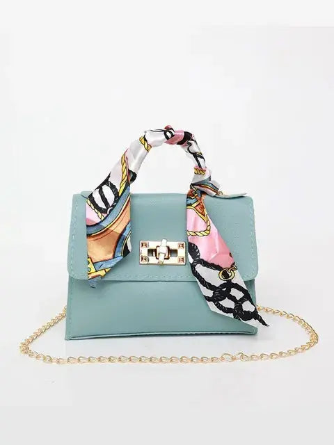 Structured Crossbody Bag with Scarf-Wrapped Handle in Premium Faux Leather — Twist-Lock Closure and Gold-Tone Hardware for Timeless Sophistication | Koossa