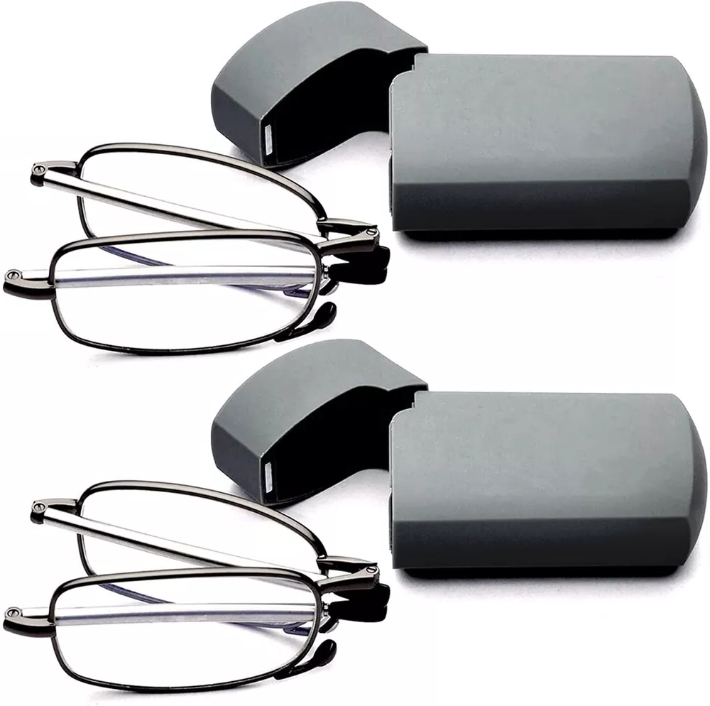 Compact Folding Reading Glasses with Protective Hard Case – Portable Magnifying Eyewear for Men and Women | Lonoma