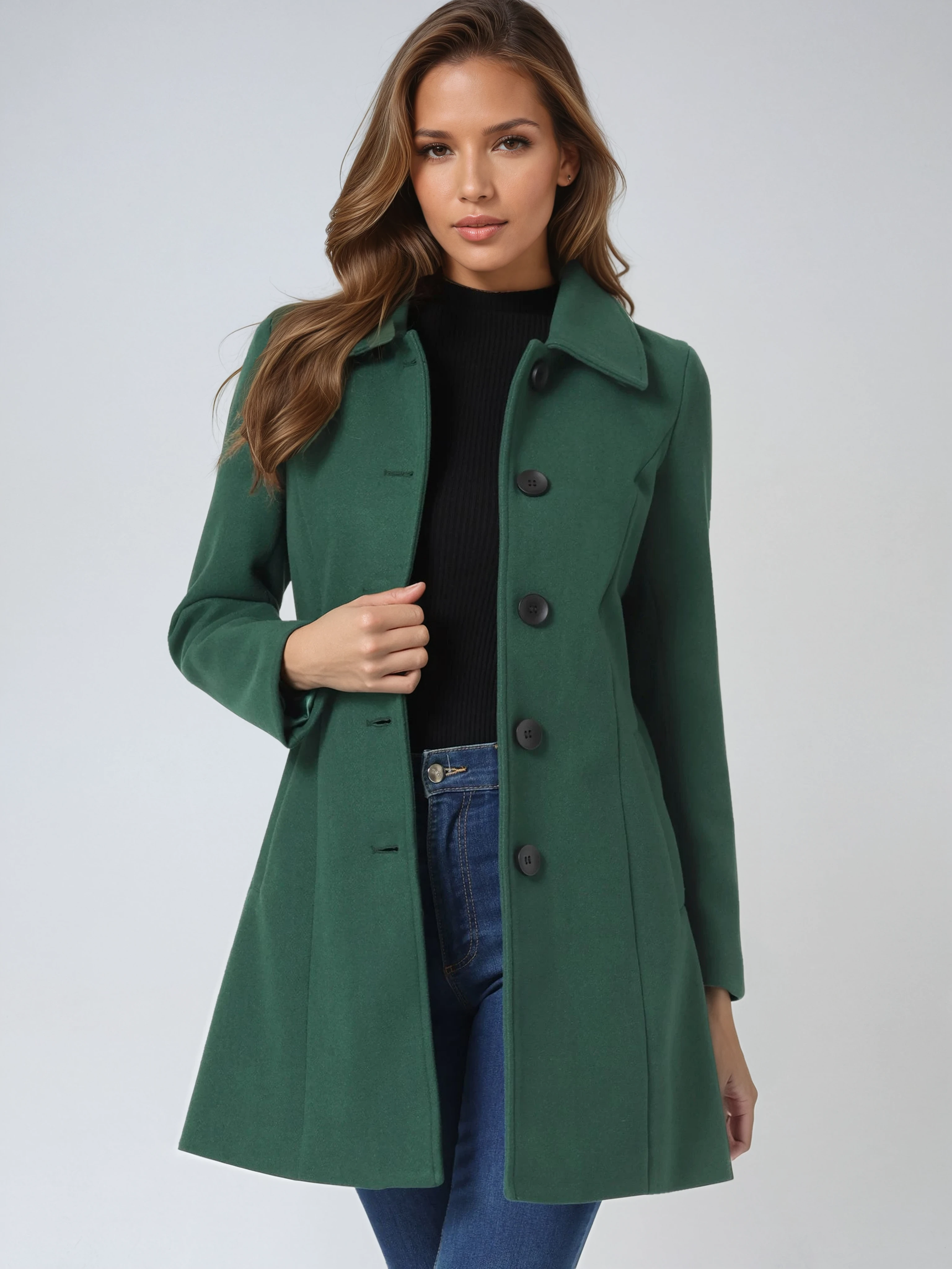 Women's Tailored Wool Trench Coat in Classic Neutral Tones for Autumn and Winter | Koossa