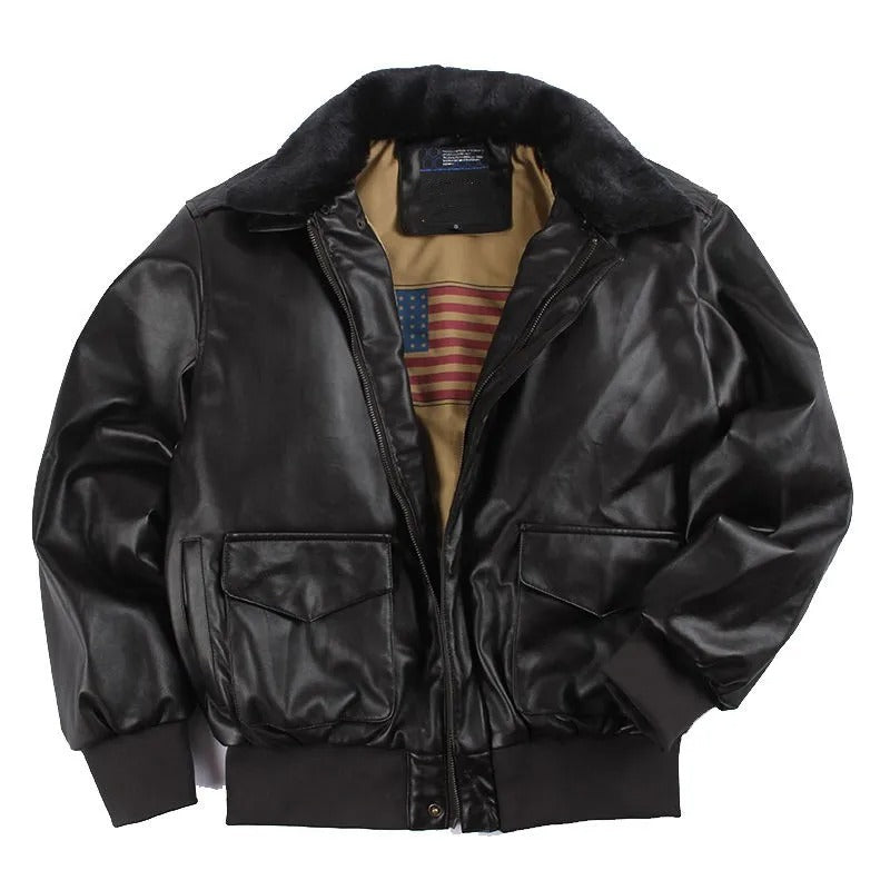 Men's Vintage Leather Biker Jacket — Classic Winter Motorcycle Jacket with Insulated Lining | Koossa