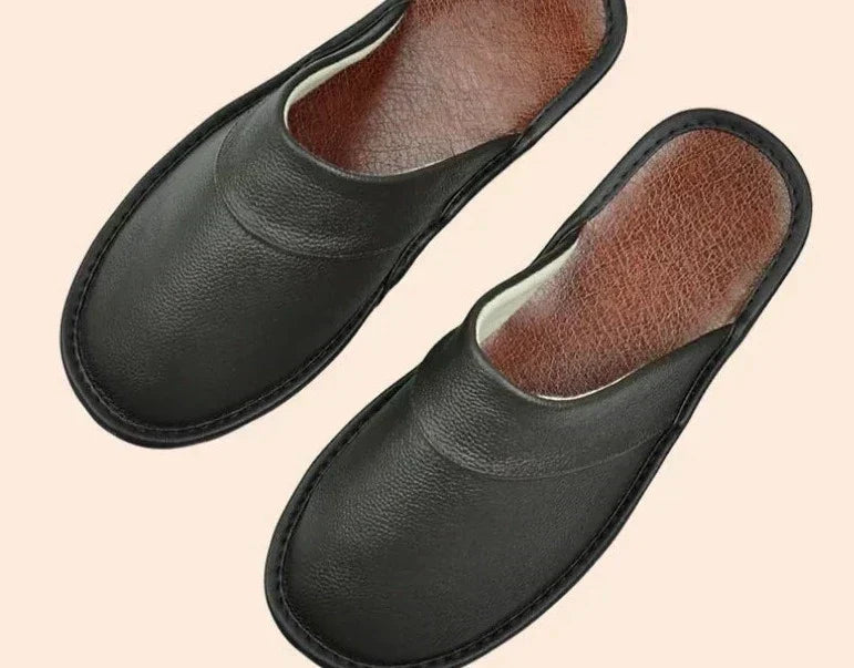 Men's Genuine Leather House Slippers, Soft Indoor Moccasin Slippers for Fall & Winter, Cozy Lightweight Home Shoes for Men | Lonoma