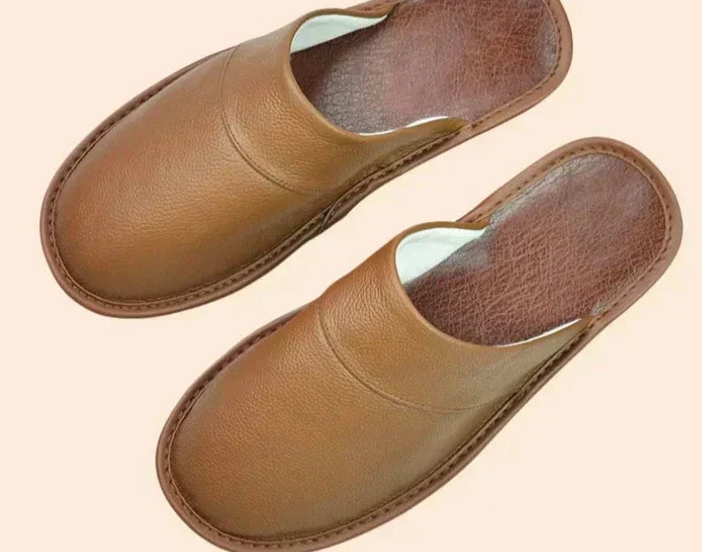 Men's Genuine Leather House Slippers, Soft Indoor Moccasin Slippers for Fall & Winter, Cozy Lightweight Home Shoes for Men | Lonoma