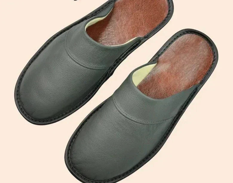 Men's Genuine Leather House Slippers, Soft Indoor Moccasin Slippers for Fall & Winter, Cozy Lightweight Home Shoes for Men | Lonoma