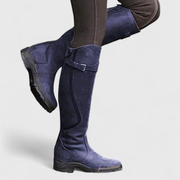 Women's Orthopedic Ankle Boots with Cushioned Support and Buckle Detail in Dark Brown, Black, Blue and Green | Koossa