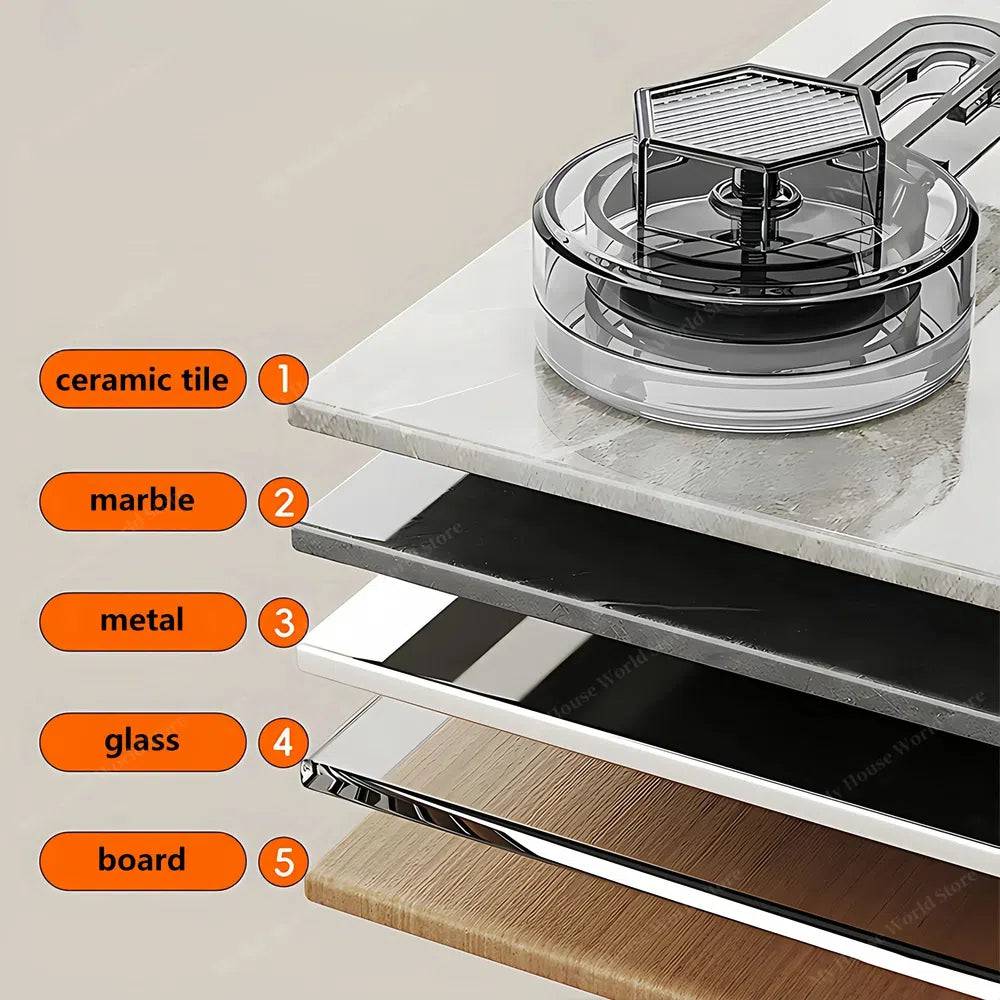 Stainless Steel Wall Shelf Suction Cup Spice Rack No-Drill Kitchen Storage Adjustable 12-20 Inch Organizer for Bathroom Pantry Cooking | Lonoma