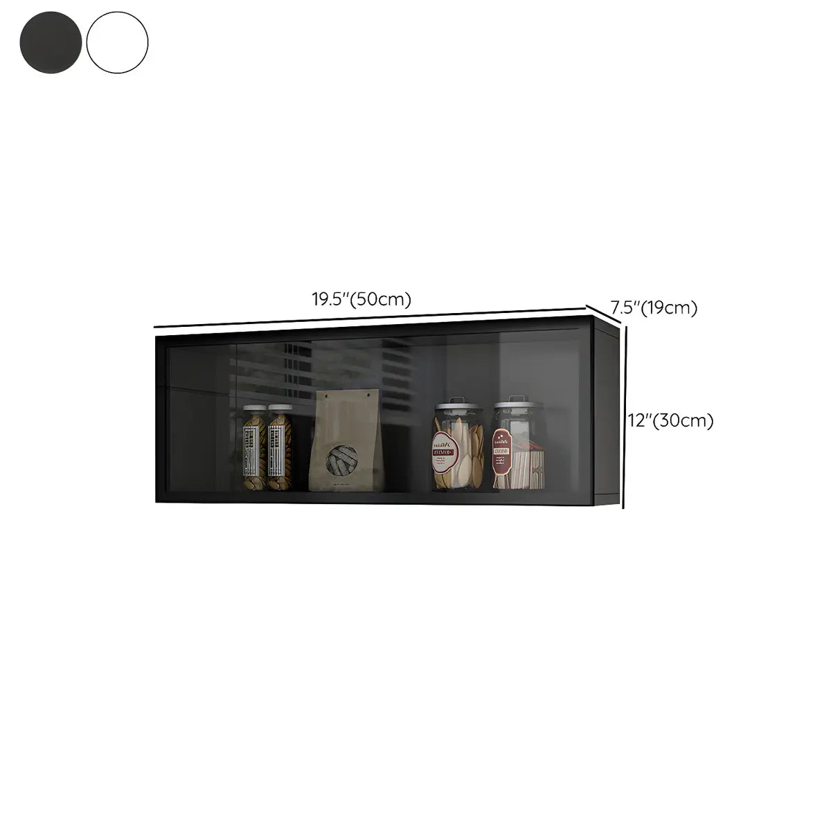 Vitrine Murale avec Porte Vitrée Blanc Gris 5 Tailles LED Rangement Aérien Cuisine Salon Élégant Moderne | Koossa
