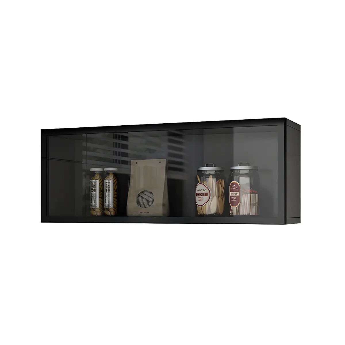 Vitrine Murale avec Porte Vitrée Blanc Gris 5 Tailles LED Rangement Aérien Cuisine Salon Élégant Moderne | Koossa