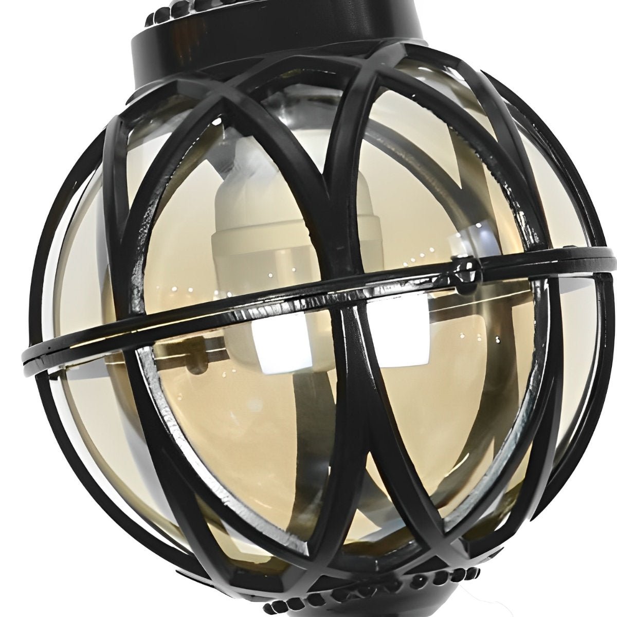 Suspension extérieure globe en aluminium noir E27 pour jardin terrasse balcon éclairage vintage ambiance rétro | Koossa