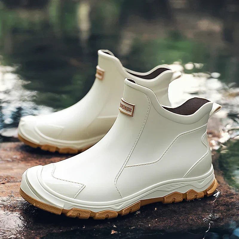 Men's Waterproof Chelsea Ankle Boots in Black – Slip-On Rain Boots with Elastic Gussets for Effortless Wet Weather Protection | Koossa