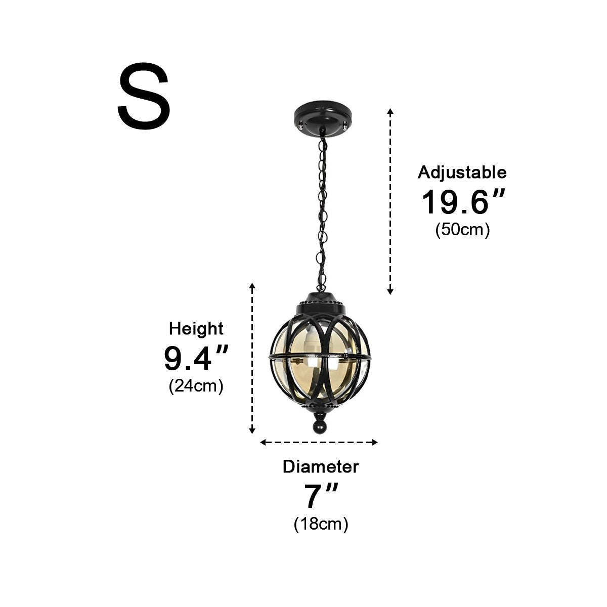 Suspension extérieure globe en aluminium noir E27 pour jardin terrasse balcon éclairage vintage ambiance rétro | Koossa