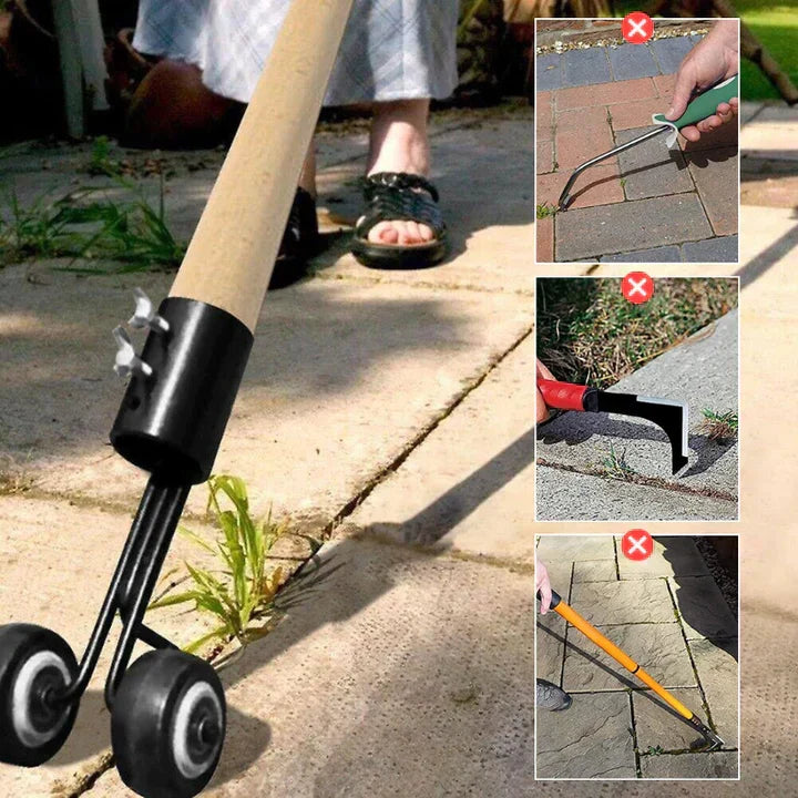 Rolling Weed Removal Tool for Paving Joints, Steel Crack Weeder for Driveways, Patios & Walkways, Stand-Up Manual Garden Scraper | Lonoma