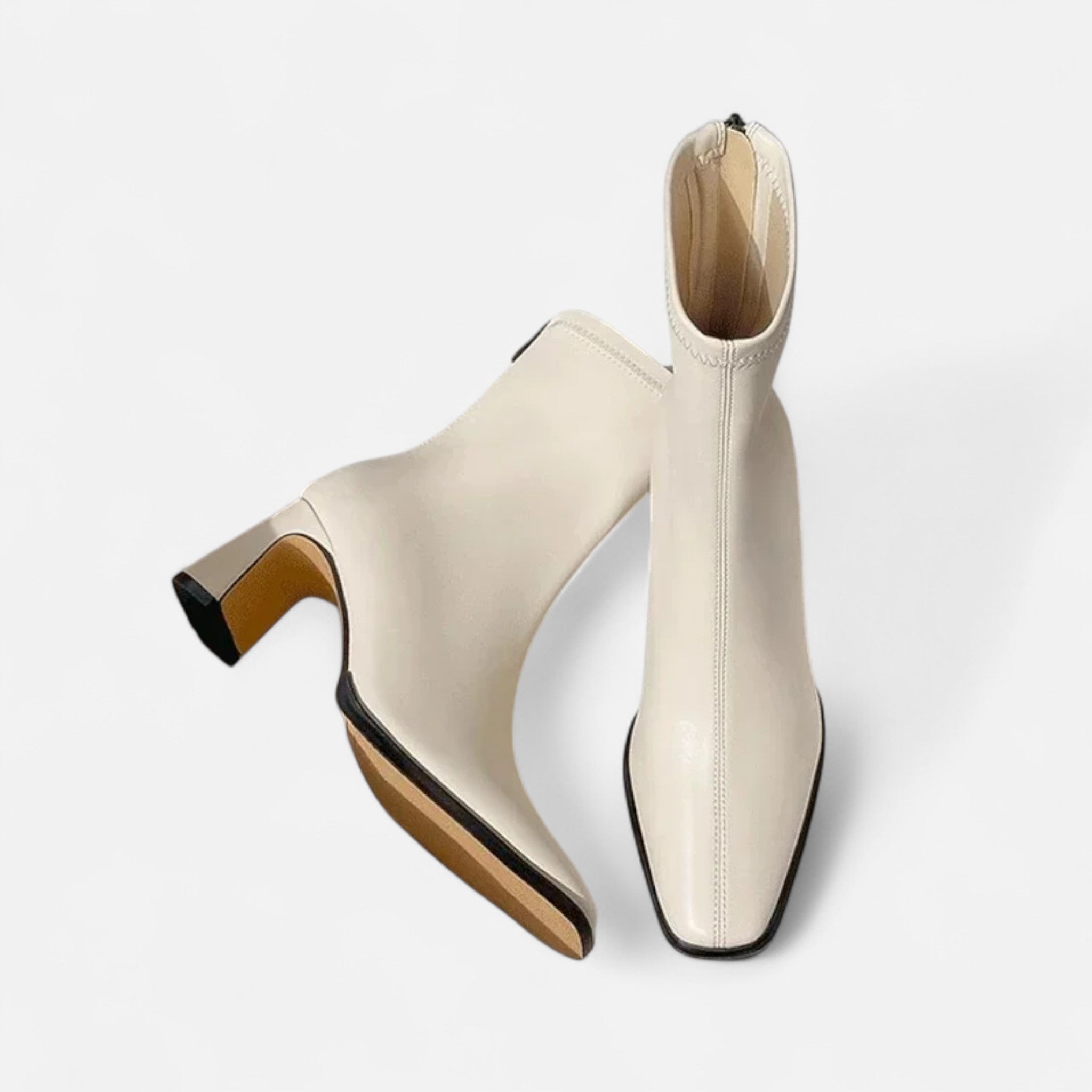 Women's Square-Toe Ankle Boots with Block Heel and Warm Lining | Classic Winter Footwear for Work and Weekends | Koossa