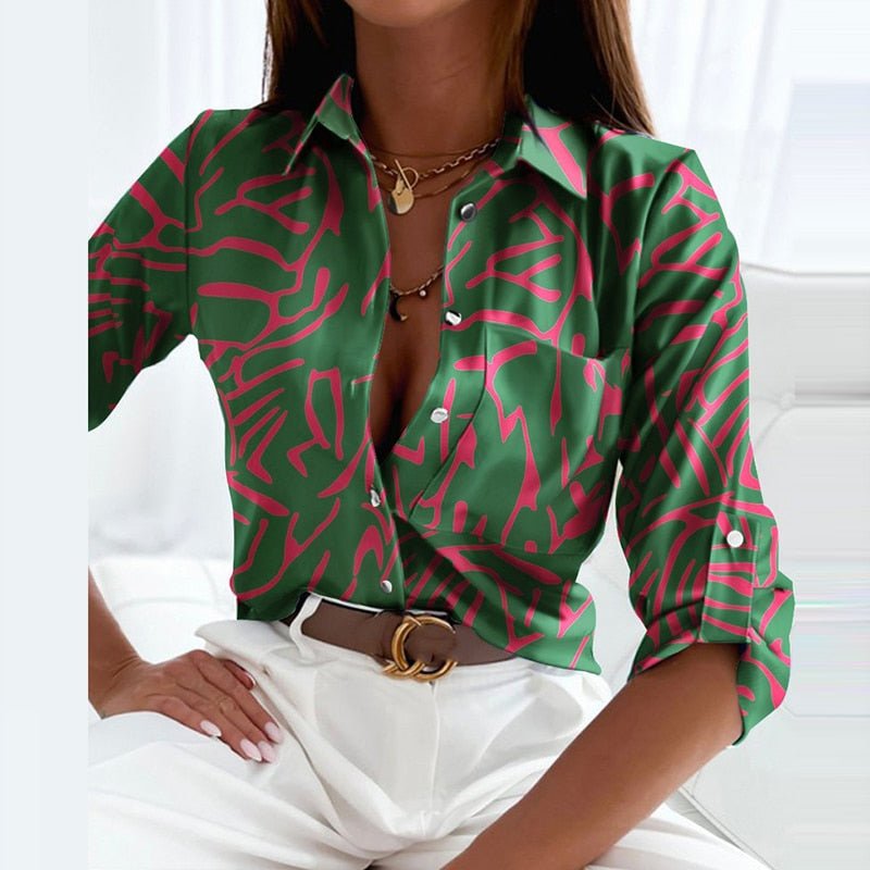 Women's Classic Collared Blouse in Vibrant Prints for Work and Leisure | Lightweight Printed Shirt with Timeless Collar Detail | Koossa