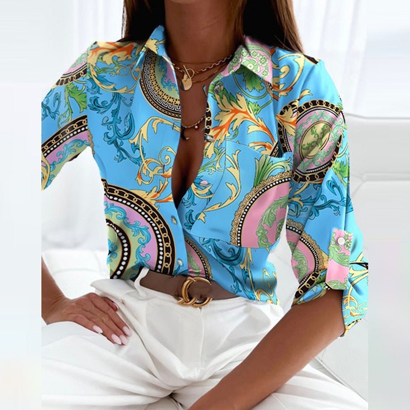 Women's Classic Collared Blouse in Vibrant Prints for Work and Leisure | Lightweight Printed Shirt with Timeless Collar Detail | Koossa