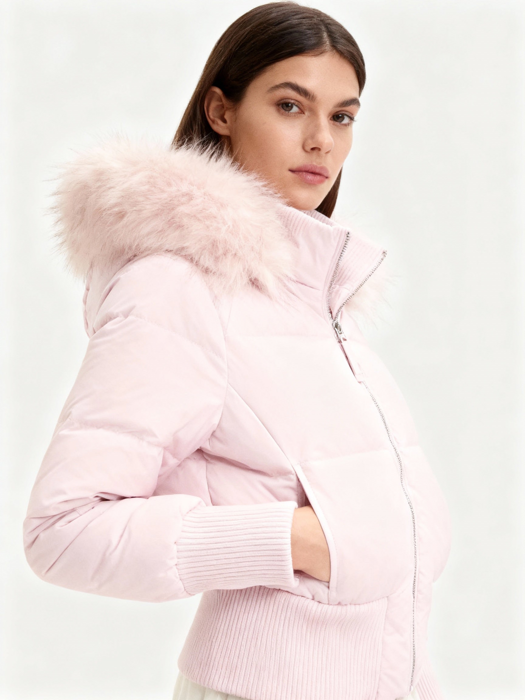 Women's Quilted Winter Puffer Jacket with Detachable Faux Fur Hood — Insulated Warm Coat for Autumn & Winter | Koossa