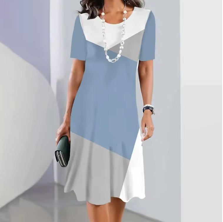 Women's Midi Dress with Abstract Monochrome Print and Relaxed A-Line Silhouette for Effortless Summer Occasions | Koossa