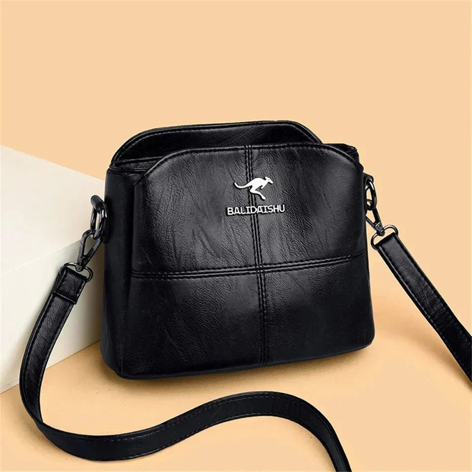 Structured Panelled Crossbody Bag in Faux Leather with Adjustable Strap | Versatile Everyday Handbag for Women | Compact Shoulder Bag with Zip Closure | Koossa
