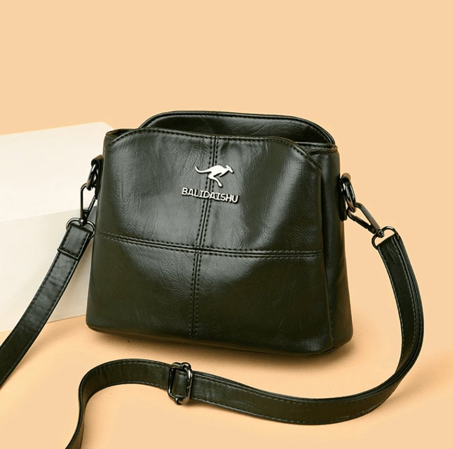 Structured Panelled Crossbody Bag in Faux Leather with Adjustable Strap | Versatile Everyday Handbag for Women | Compact Shoulder Bag with Zip Closure | Koossa