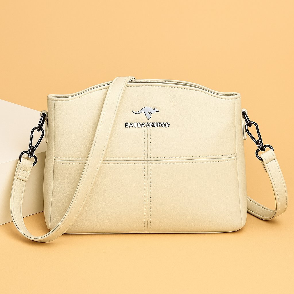 Structured Panelled Crossbody Bag in Faux Leather with Adjustable Strap | Versatile Everyday Handbag for Women | Compact Shoulder Bag with Zip Closure | Koossa