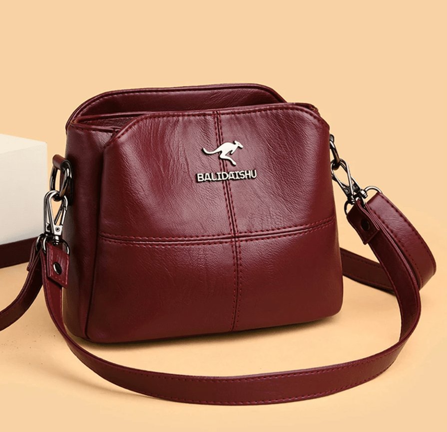 Structured Panelled Crossbody Bag in Faux Leather with Adjustable Strap | Versatile Everyday Handbag for Women | Compact Shoulder Bag with Zip Closure | Koossa