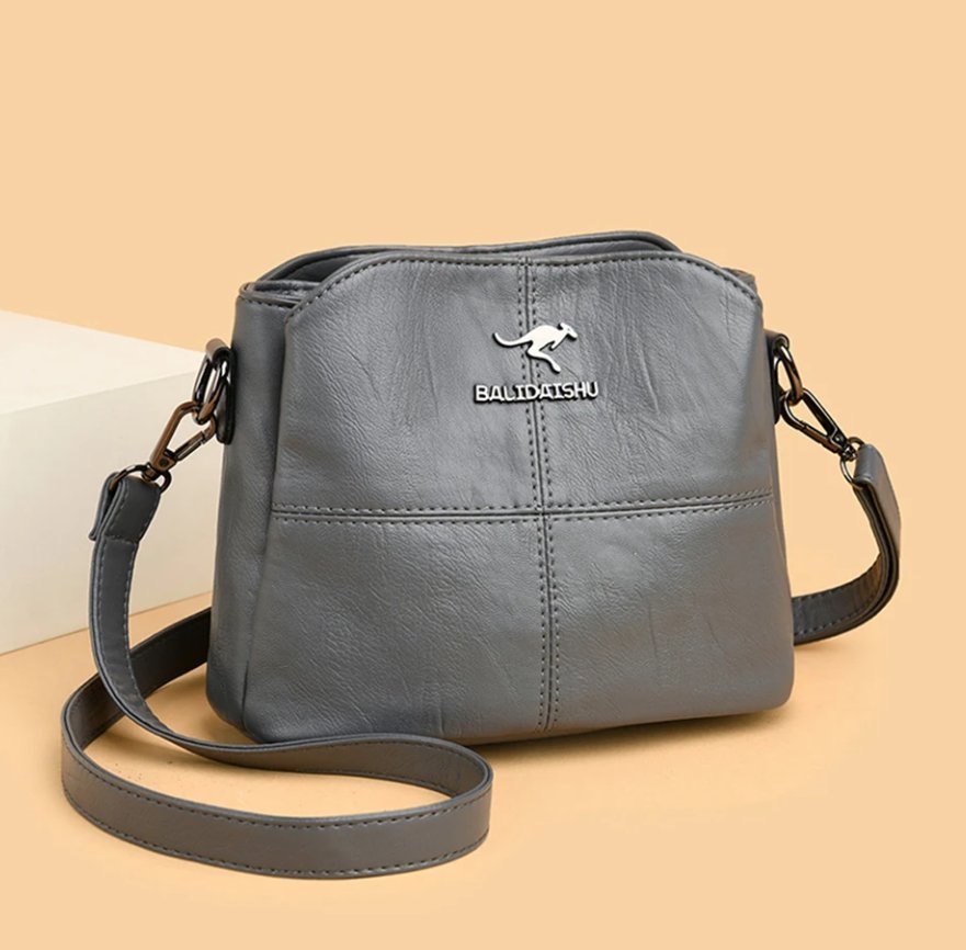 Structured Panelled Crossbody Bag in Faux Leather with Adjustable Strap | Versatile Everyday Handbag for Women | Compact Shoulder Bag with Zip Closure | Koossa