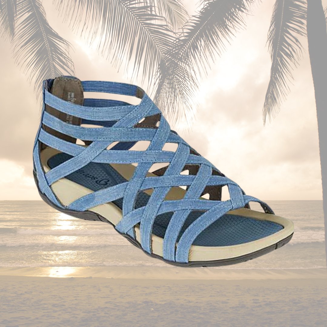 Women's Contoured Footbed Sandals with Adjustable Straps in Leather-Look Finish for Summer Wear | Koossa