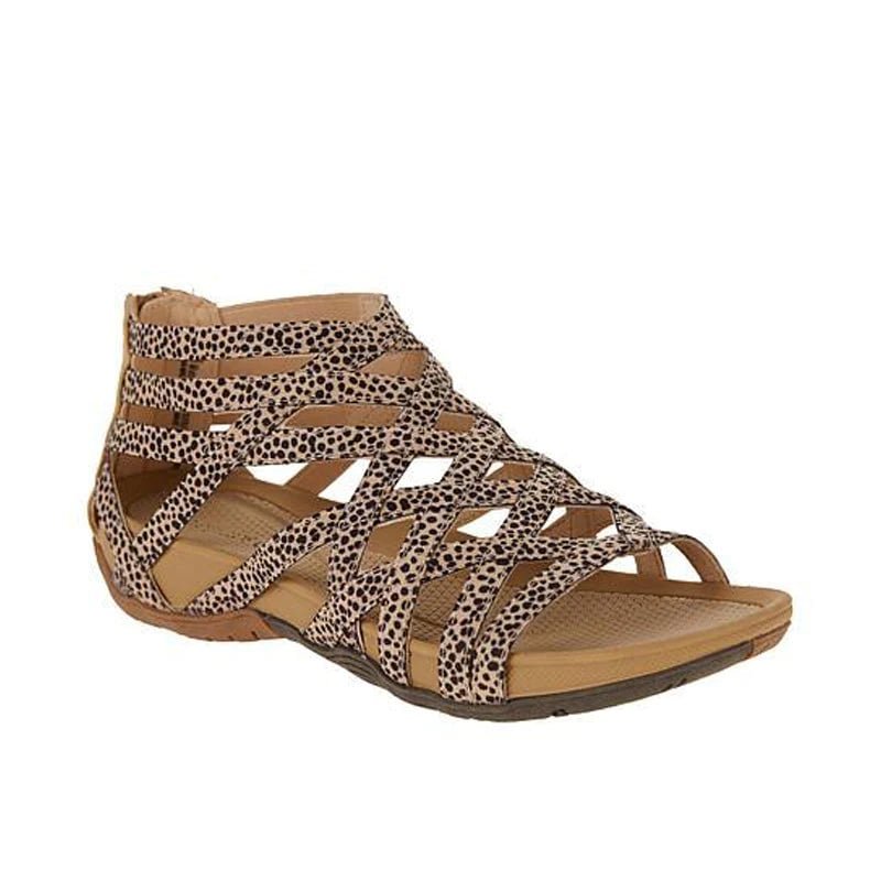 Women's Contoured Footbed Sandals with Adjustable Straps in Leather-Look Finish for Summer Wear | Koossa