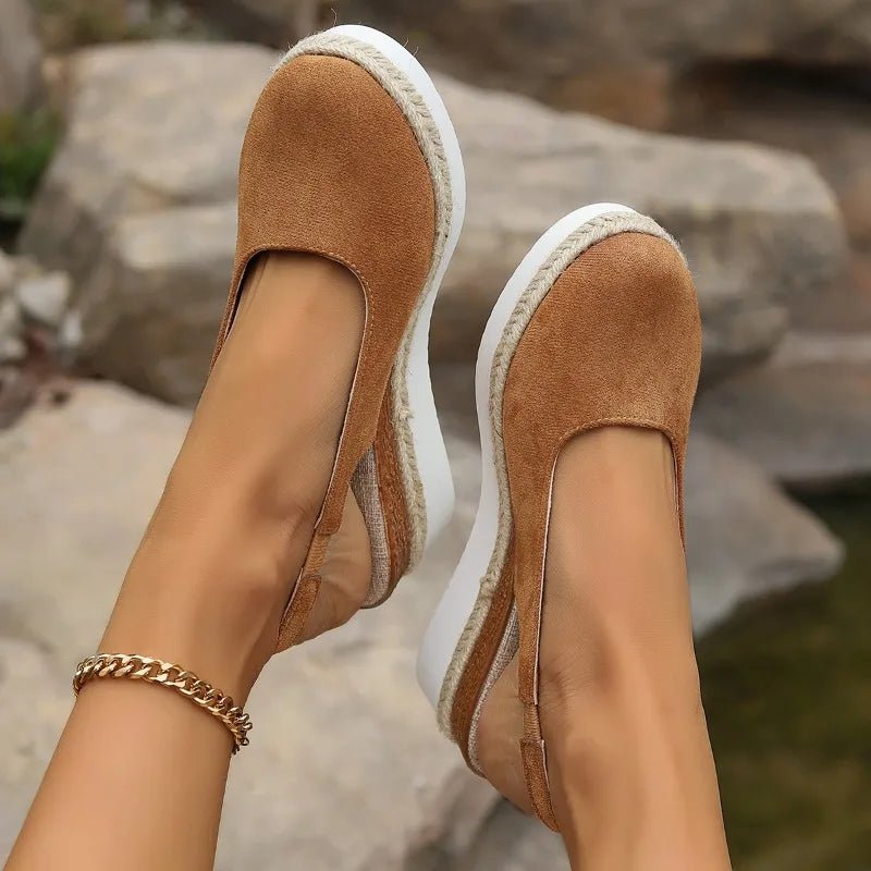 Women's Canvas Platform Espadrilles with Orthopedic Support | Slip-On Jute-Wrapped Sole Shoes for All-Day Comfort | Koossa
