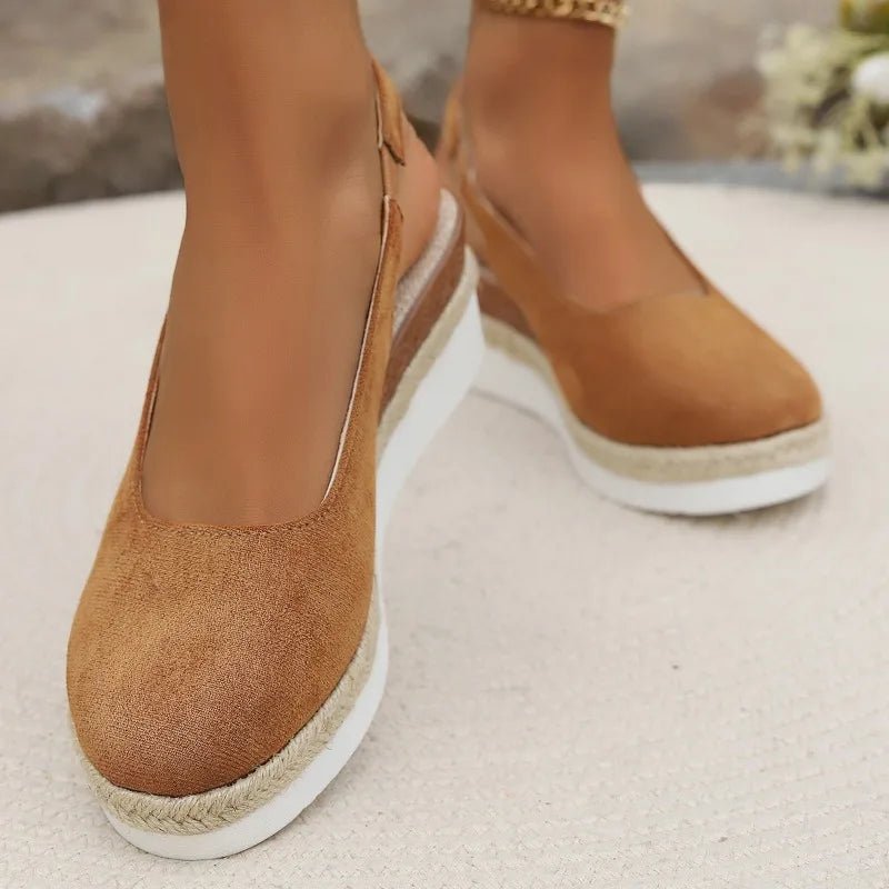 Women's Canvas Platform Espadrilles with Orthopedic Support | Slip-On Jute-Wrapped Sole Shoes for All-Day Comfort | Koossa