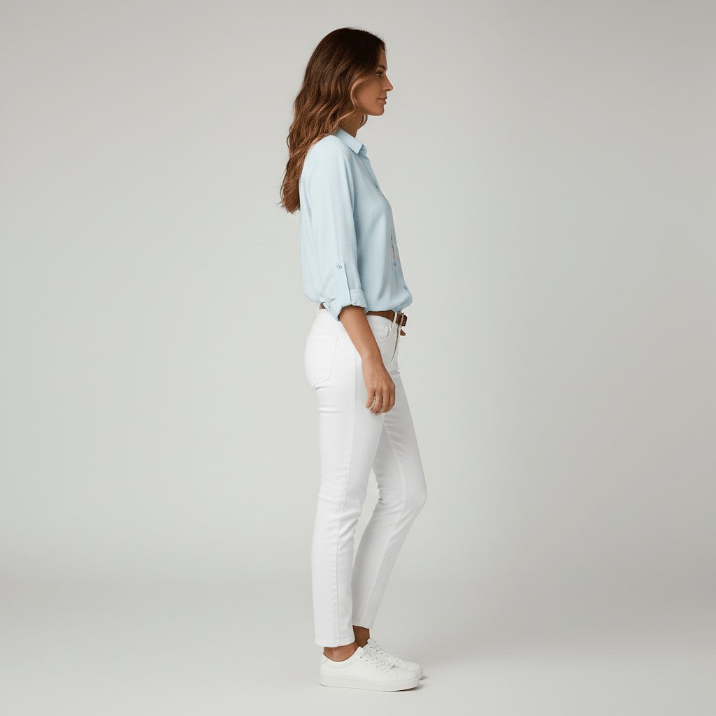 Women's Relaxed-Fit Button-Through Shirt in Classic Grey | Smart-Casual Blouse with Rollable Cuffs for Office, Weekend, and Evening Wear | Koossa