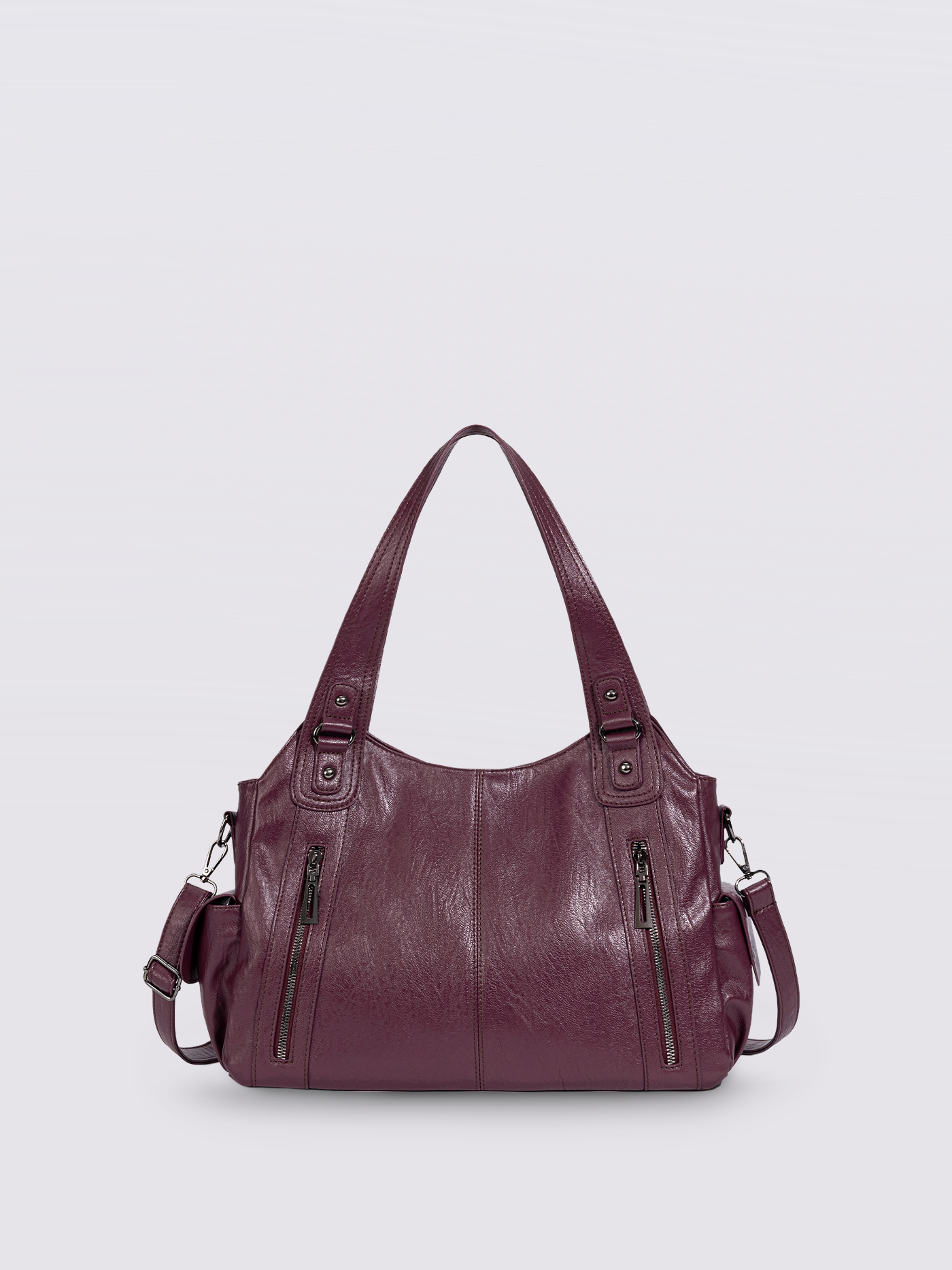 Structured Leather-Look Tote with Detachable Crossbody Strap in Black for Work and Weekend | Koossa